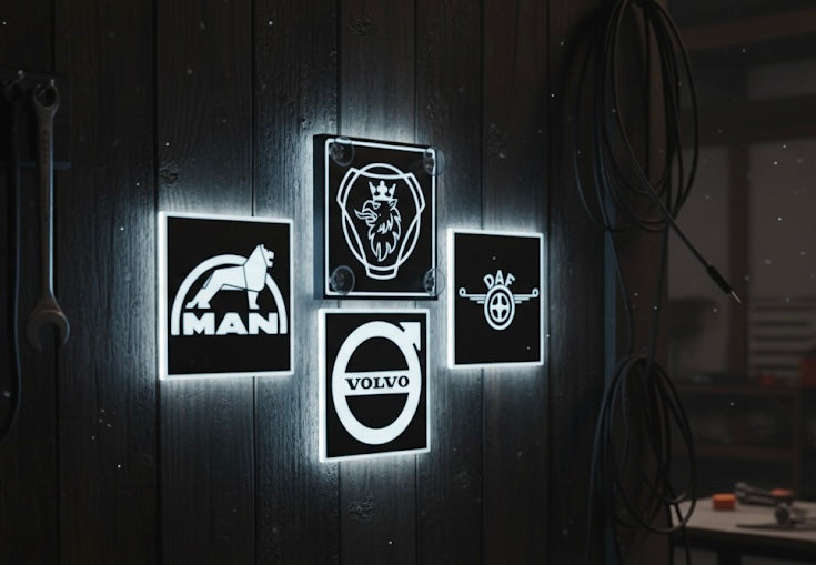 Fronttafel für LED-Leuchtschild 134 × 134 mm Logo oder Wunschmotiv (individuell)