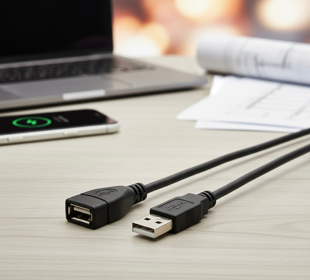 USB-Verlängerungskabel 0,6 m – High Speed, schwarz