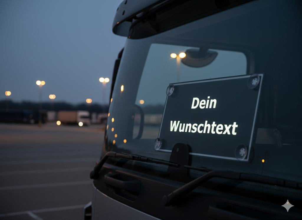 LED-Leuchtschild 250 × 137 mm – Wunschtext