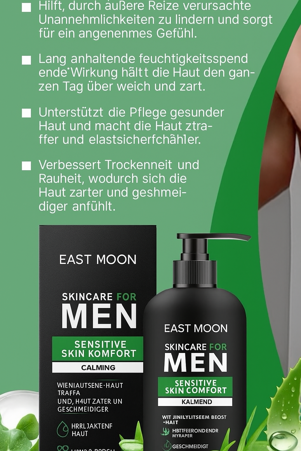 Körperpflege-Lotion für Männer – beruhigend, feuchtigkeitsspendend, Aloe + Glycerin