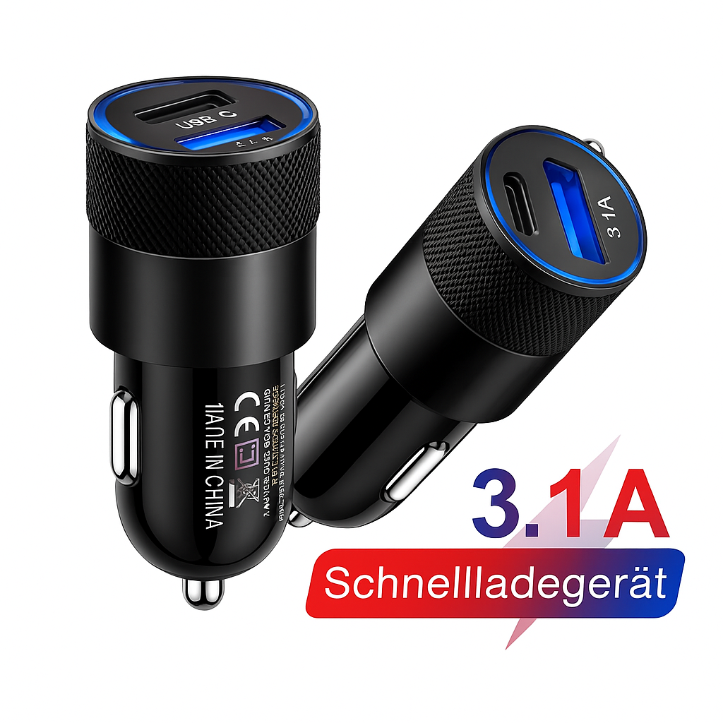 Kfz-Schnellladegerät USB-A & USB-C – bis 3,1 A