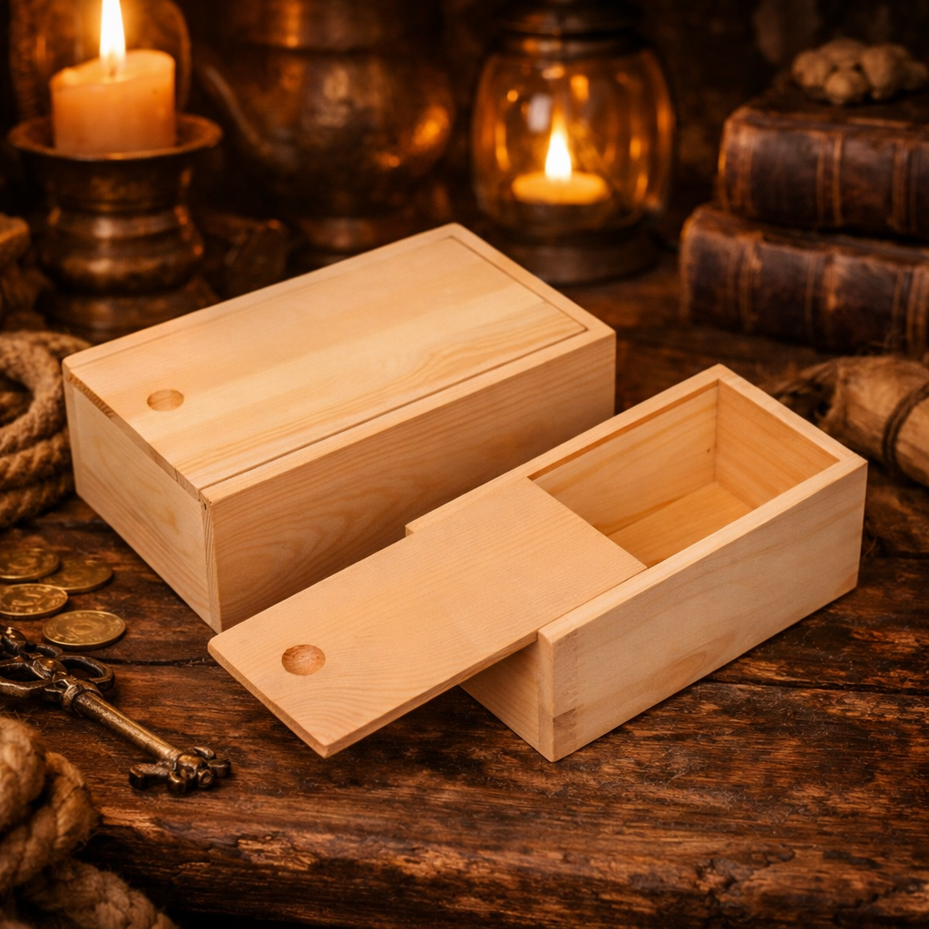 Schlichte Holzbox mit Schiebedeckel – Premium-Verpackung für Düfte